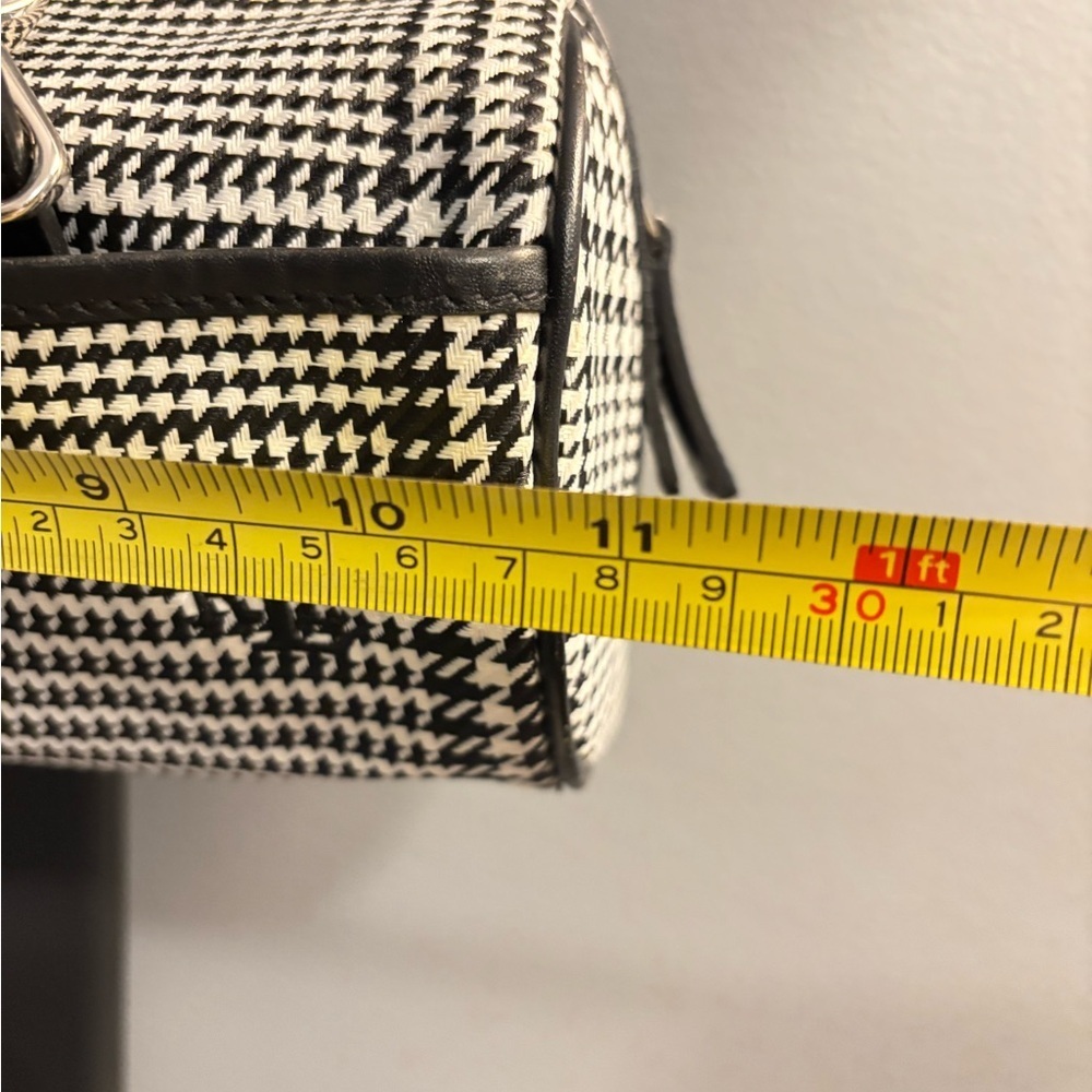 Ralph Lauren Black White Houndstooth Barrel Baguette Shoulder Bag | 11x5x3.5" - Picture 9 of 12